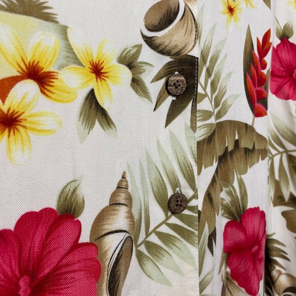 Sunset Cove White Pink Hawaiian Shirt 1X - Picture 8 of 10